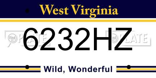 6232HZ West Virginia License Plate
