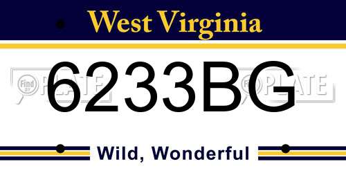 6233BG West Virginia License Plate