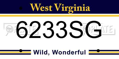 6233SG West Virginia License Plate
