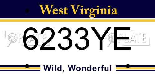 6233YE West Virginia License Plate