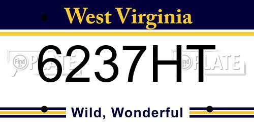 6237HT West Virginia License Plate