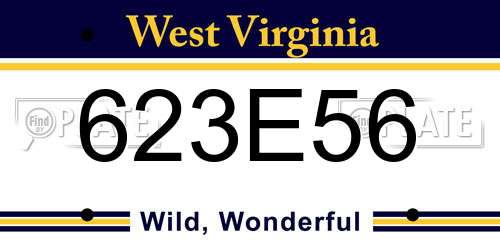 623E56 West Virginia License Plate