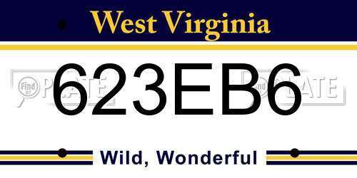 623EB6 West Virginia License Plate