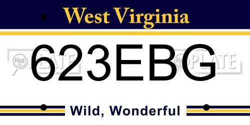 623EBG West Virginia License Plate