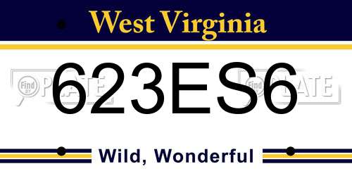623ES6 West Virginia License Plate