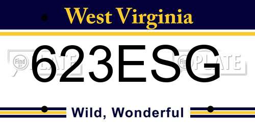 623ESG West Virginia License Plate