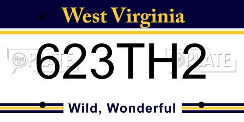 623TH2 West Virginia License Plate