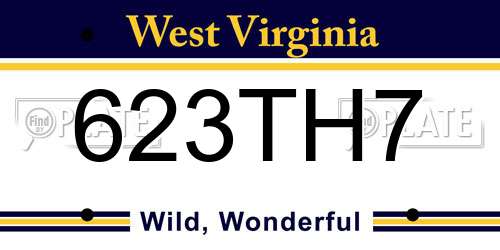 623TH7 West Virginia License Plate
