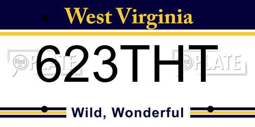 623THT West Virginia License Plate