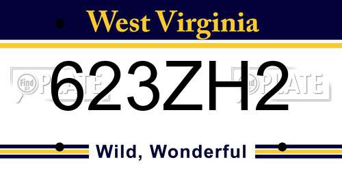 623ZH2 West Virginia License Plate