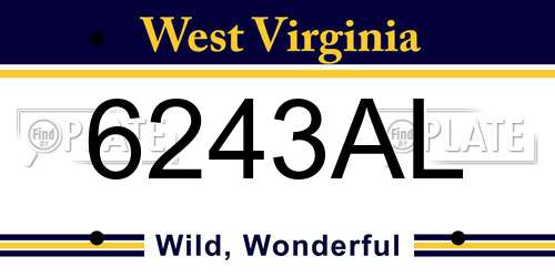 6243AL West Virginia License Plate