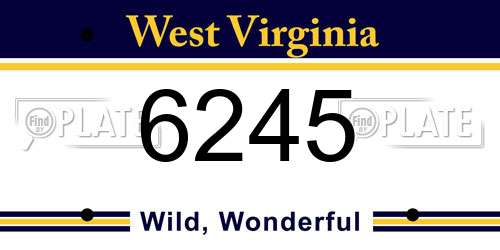 6245 West Virginia License Plate