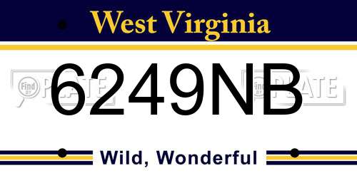 6249NB West Virginia License Plate