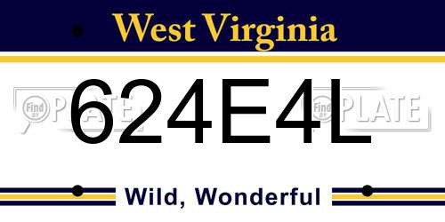 624E4L West Virginia License Plate
