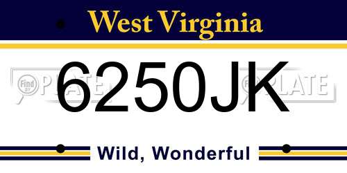 6250JK West Virginia License Plate