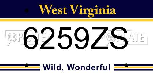 6259ZS West Virginia License Plate