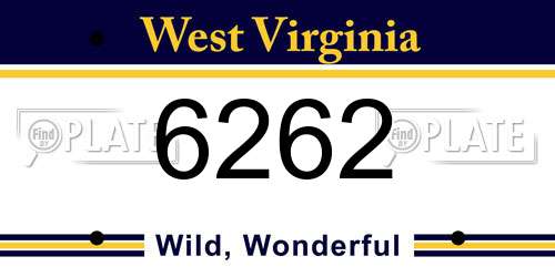 6262 West Virginia License Plate