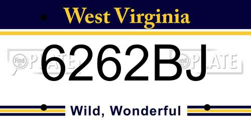 6262BJ West Virginia License Plate