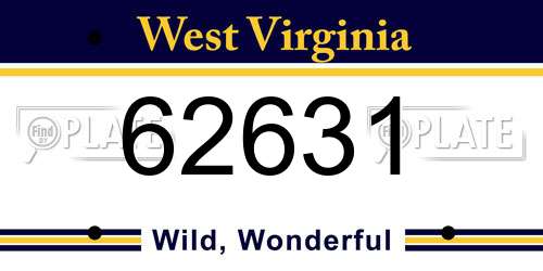 62631 West Virginia License Plate