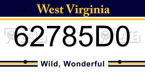 62785D0 West Virginia License Plate