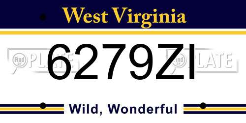 6279ZI West Virginia License Plate