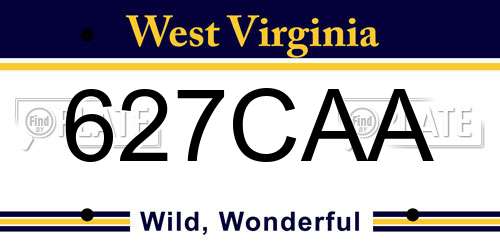 627CAA West Virginia License Plate