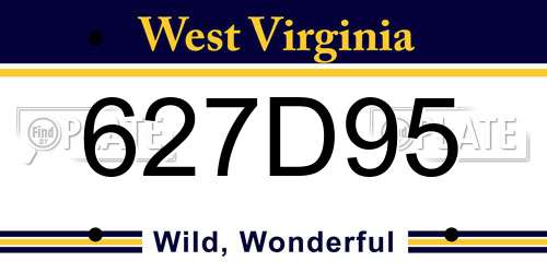 627D95 West Virginia License Plate
