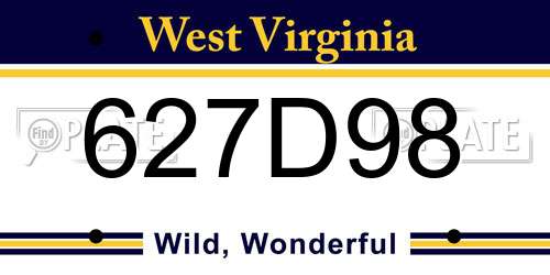 627D98 West Virginia License Plate