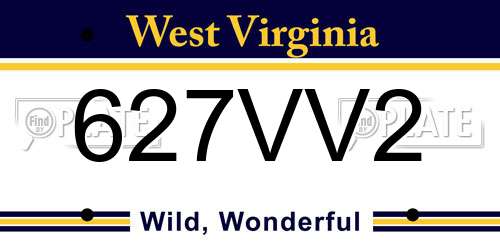 627VV2 West Virginia License Plate