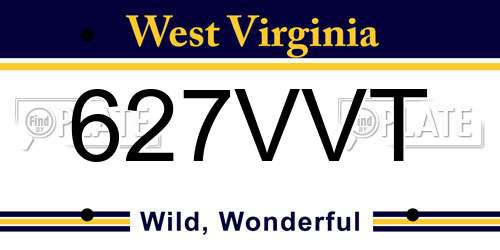 627VVT West Virginia License Plate
