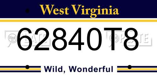 62840T8 West Virginia License Plate