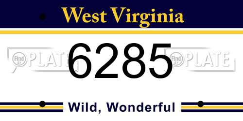 6285 West Virginia License Plate
