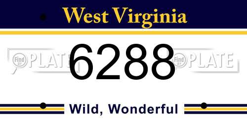 6288 West Virginia License Plate