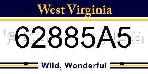 62885A5 West Virginia License Plate