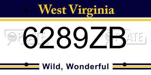 6289ZB West Virginia License Plate