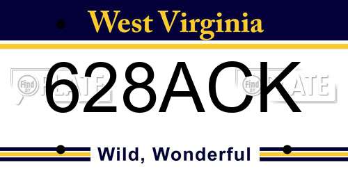 628ACK West Virginia License Plate
