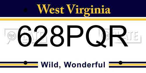 628PQR West Virginia License Plate