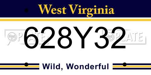 628Y32 West Virginia License Plate