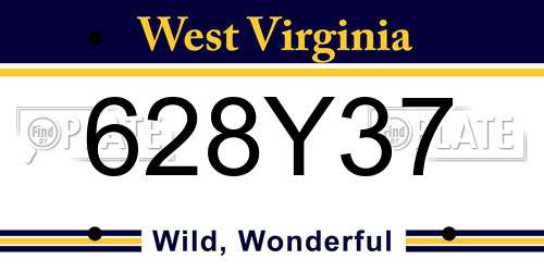 628Y37 West Virginia License Plate