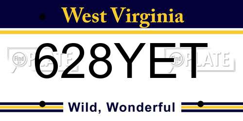 628YET West Virginia License Plate