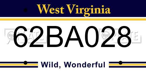 62BA028 West Virginia License Plate
