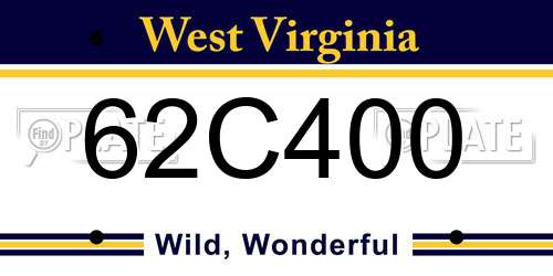 62C400 West Virginia License Plate