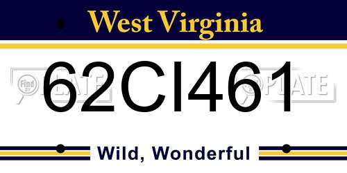 62CI461 West Virginia License Plate