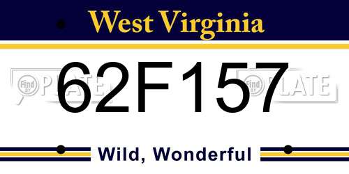 62F157 West Virginia License Plate