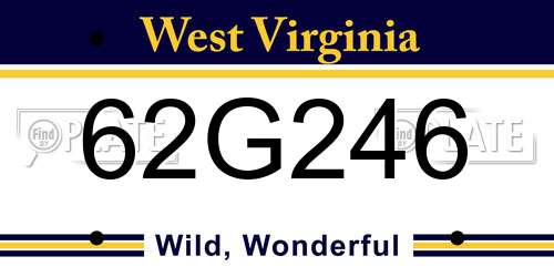 62G246 West Virginia License Plate