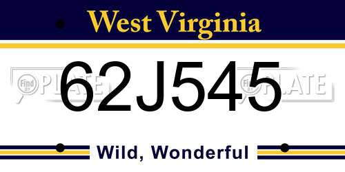 62J545 West Virginia License Plate