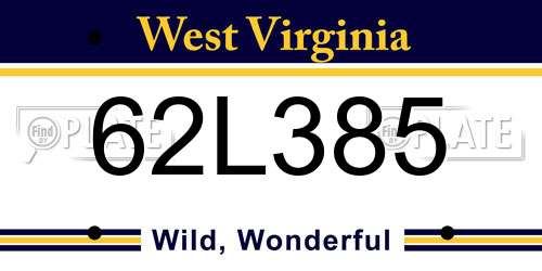 62L385 West Virginia License Plate