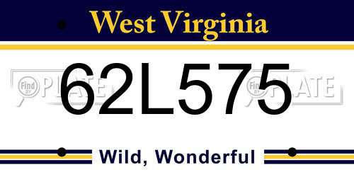 62L575 West Virginia License Plate