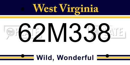 62M338 West Virginia License Plate