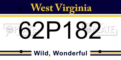 62P182 West Virginia License Plate